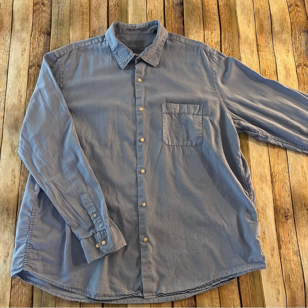 Tasso Elba mens long sleeve linen blend casual button down shirt | size 2XL